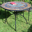 91cm Villena Round Garden Patio Table Outdoor Chairs Candle and Blue Interiors 