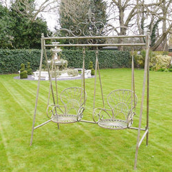 Aged Double Swing Seat Gardening Furniture Candle and Blue 
