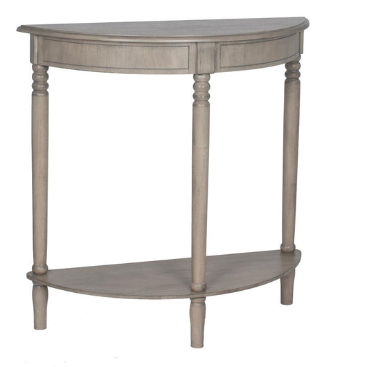 Ashwell Taupe Wooden Half Moon Table console table Candle and Blue Interiors 
