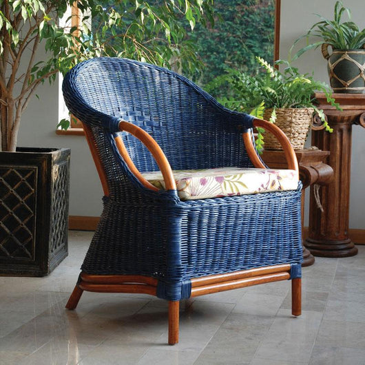 Blue Mahogany Cane Tub Chair Conservatory Furniture Candle and Blue Interiors 