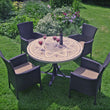 Byron Manor Montpellier 110cm Table & 4 Stockholm Chairs Patio Set Garden Furniture Candle and Blue Interiors 