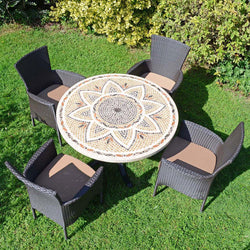 Byron Manor Montpellier 110cm Table & 4 Stockholm Chairs Patio Set Garden Furniture Candle and Blue Interiors Table & 4 Chairs 