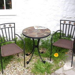 Cotswold Patio Small Table And Chair Set Gardening Furniture Candle and Blue 