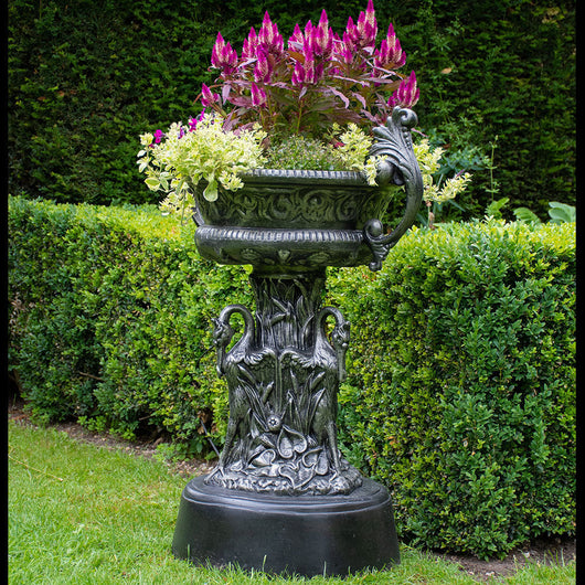 Decorative Swan Urn Garden Planter Garden Pot Saucers & Trays Candle and Blue Interiors 