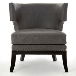 Designer Grey Faux Leather Studded Armchair Armchair Candle and Blue Interiors 