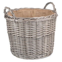 Extra Large Round Lined Wicker Fireside Log Basket Log Baskets Candle and Blue Interiors 