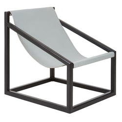 Grey Cubic Frame Grey Leather Armchair - Kendari Accent Chairs Candle and Blue Interiors 