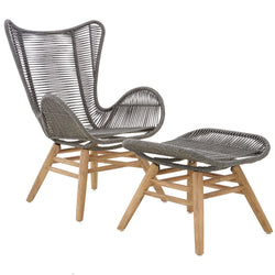 Grey Sisal Rope Conservatory Chair And Footstool Arm Chairs, Recliners & Sleeper Chairs Candle and Blue Interiors 