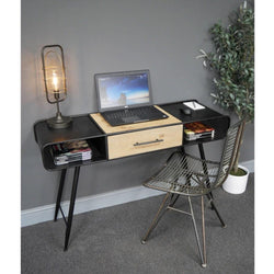 Industrial Black Metal Writing Desk Industrial Style Candle and Blue Interiors 