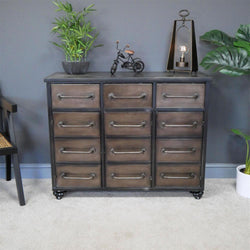 Industrial Style 3 Door 3 Drawer Metal Sideboard Buffets & Sideboards Candle and Blue Interiors 