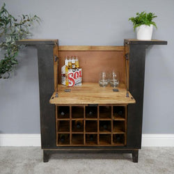 Industrial Style Black Wood Wine Cabinet Bar Industrial Style Candle and Blue Interiors 