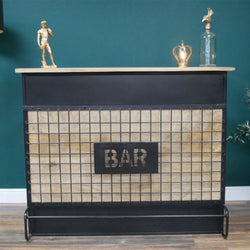 Industrial Style Home Drinks Bar Cabinet Wine & Liquor Cabinets Candle and Blue Interiors 