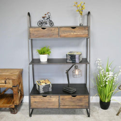 Industrial Style Metal & Fir Wood Standing Bookcase Bookcases & Standing Shelves Candle and Blue Interiors 