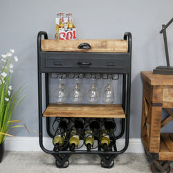 Industrial Style Mini Bar Wine and Drinks Trolley Wine & Liquor Cabinets Candle and Blue Interiors 