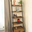 Industrial Style Wooden Ladder Bookshelf Storage Units Candle and Blue 