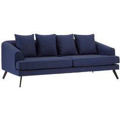 Jamie 3 Seater Blue Upholstered Sofa Leather Sofas and Chairs Candle and Blue 