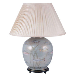 Jenny Worrall Fish Glass Table Lamp Lighting Candle and Blue 