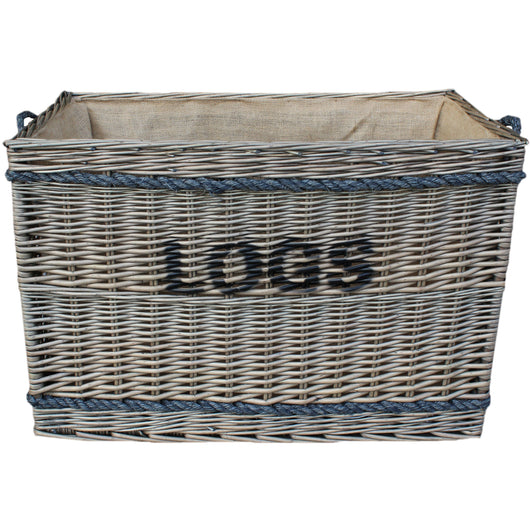 Jumbo Fireside Willow Rope Handled Log Basket Log Baskets Candle and Blue Interiors 
