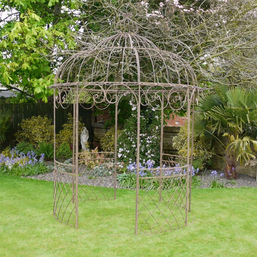 Large Brown Metal Garden Gazebo Gardening Accessories Candle and Blue Interiors 