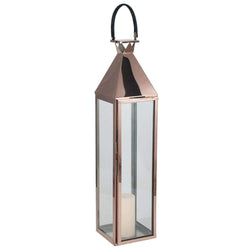 Large Copper S/Steel Hurricane Lantern Hurricane Lamps Candle and Blue 