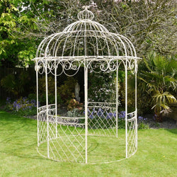 Large Cream Metal Garden Gazebo Gardening Furniture Candle and Blue Interiors 