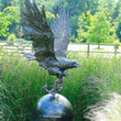 Large Eagle on Metal Ball Garden Sculpture Garden Sculptures Candle and Blue 