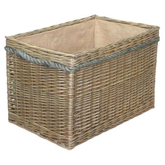 Large Rectangular Willow Wicker Log Fireside Basket Log Racks & Carriers Candle and Blue Interiors 
