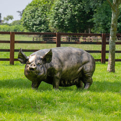 Large Sow Standing Garden Sculpture Garden Sculptures Candle and Blue 