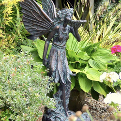 Large Standing Fairy Garden Ornament Garden Sculptures Candle and Blue 