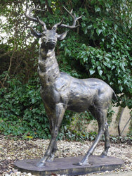 Large Standing Garden Stag Ornament Garden Sculptures Candle and Blue 