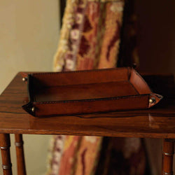 Leather Coin Tray or Stud Box Leather Storage Candle and Blue 