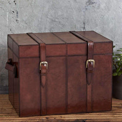 Leather Storage Trunk Small Leather Storage Candle and Blue 