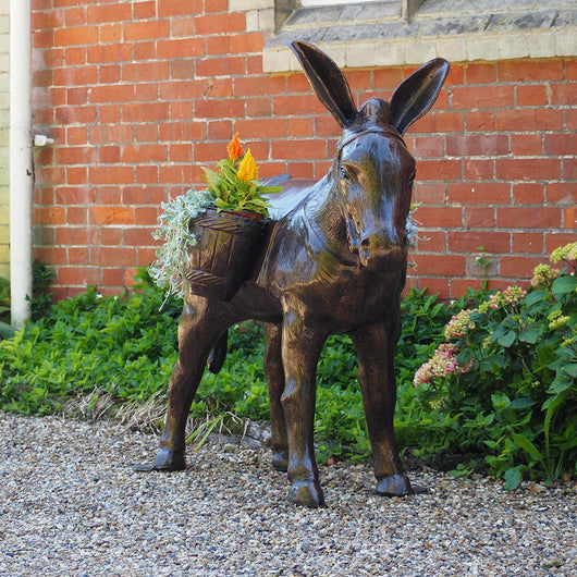 Life Size Donkey With Basket Garden Sculpture Garden Sculptures Candle and Blue Interiors 