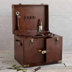 Luxury Leather Drinks Case With Ice Bucket Leather Storage Candle and Blue 