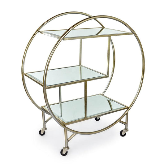 Mirrored Drinks Tea Serving Trolley - Champagne Finish Mirrored Furniture Candle and Blue Interiors 