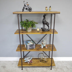 Modern Metal & Wood Shelving Unit Industrial Style Candle and Blue Interiors 