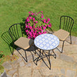 Nassau Small Round Garden 60cm Table & 2 Milan Chairs Garden Furniture Candle and Blue Interiors 