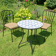 Nassau Small Round Garden 60cm Table & 2 Milan Chairs Garden Furniture Candle and Blue Interiors 