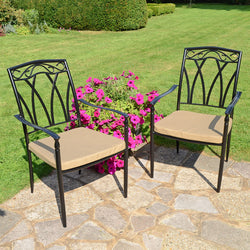 Pair of Metal Garden Patio Dining Chairs - Ascot Garden Furniture Candle and Blue Interiors 