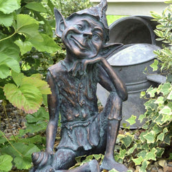 Pixie Sitting Garden Ornament Garden Sculptures Candle and Blue 