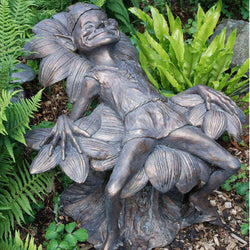 Pixie Sleeping Garden Statue Garden Sculptures Candle and Blue 