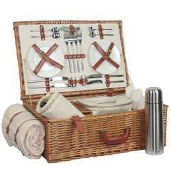 Premium Williow Picnic Basket for 4 Persons Picnic Baskets Candle and Blue 