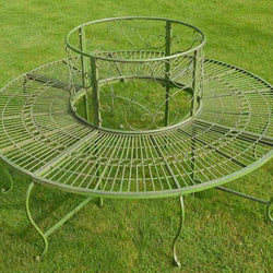 Round Green Garden Tree Bench Seat Gardening Furniture Candle and Blue 