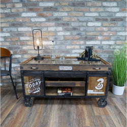 Rustic Industrial Style Coffee Table Coffee Table Candle and Blue Interiors 
