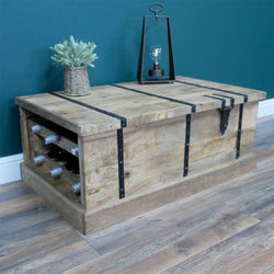 Rustic Mango Wood Coffee Table Storage Trunk Coffee Tables Candle and Blue Interiors 
