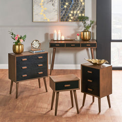 Sabinio Black Wooden Chest of 3 Drawers Chest of Drawers Candle and Blue Interiors 