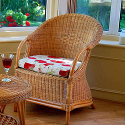 Small Conservatory Tub Chair Candy Brown Conservatory Furniture Candle and Blue 