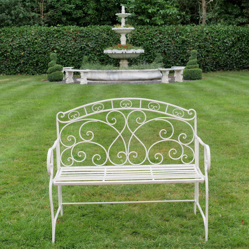 White garden sales bench