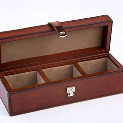 Small Leather Cufflink Box Leather Storage Candle and Blue 