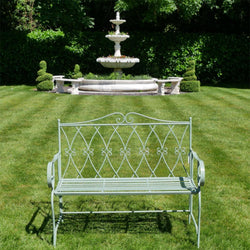 Small Metal Outdoor Bench Sage Green Garden Furniture Candle and Blue Interiors 